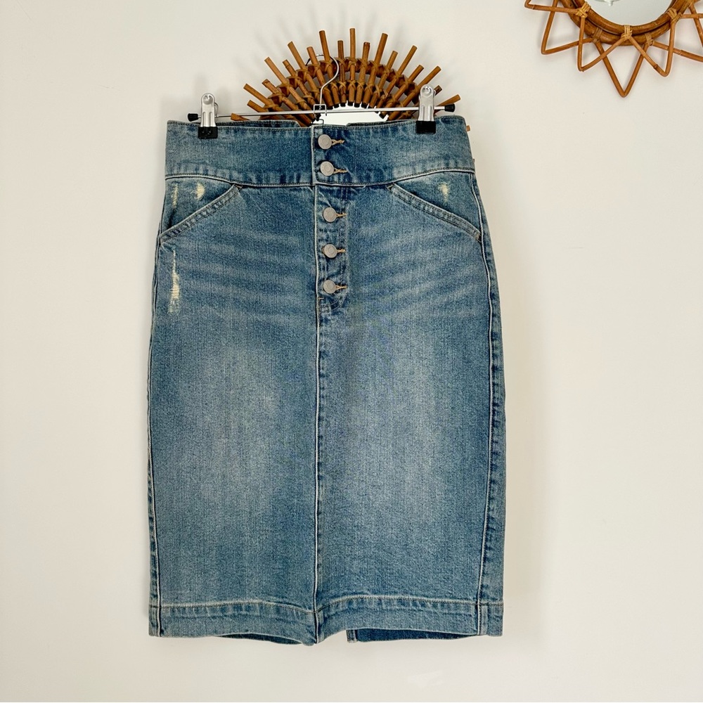 Gap Button-Fly Denim Pencil Skirt, size 27